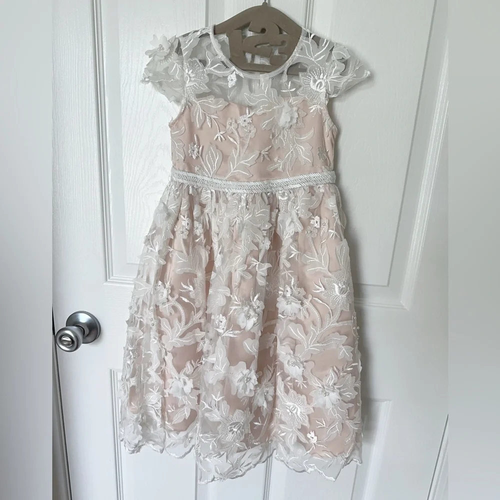 Rare Editions Gold and Pink Ruffled Tiered Dress
